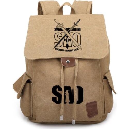 Fashion SAO Sword Art Online Printed Bag Backpack Travel Canvas Book School Men Boys Girls Bag Gift