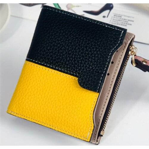 Fashion Women Wrist PU Leather Wallet Short Wallet Buckle Leather Zipper Coin Purse Lady Credit Card Holder Coin Wallet Carteira