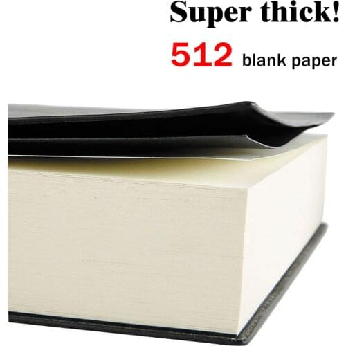 Soft Faux Leather Super Thick 512 Pages Blank Notebook A5 Daily Notebook Life Records Best for 3-4 Years Writing Office gift