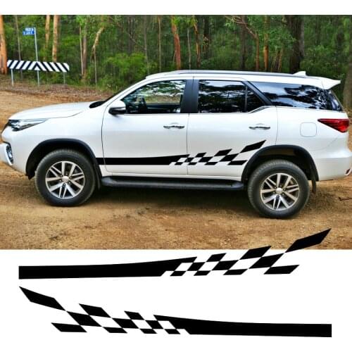 Car decals 2pcs left and right sides racing stripe vinyl graphics car stickers kit for SUV FORTUNER