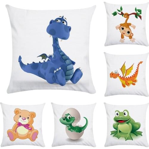 Cute Cartoon Animal Frog Beetle Penguin dinosaur Cotton Polyester Throw Pillow Cushion Cover Car Home Decor Pillowcase CR010