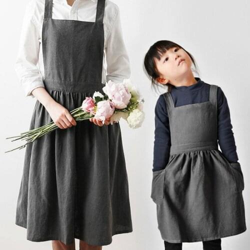 Nordic cotton hemp adult childrens parent-child painting room art apron custom baking cake coffee flower shop work clothes