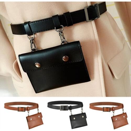 Waist Bag Women Square Belt Buckle Leather Chest Small Phone Pouch Bag Ladies Womens Waist Pack Bolosa 2018