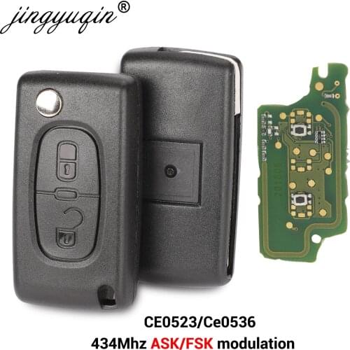 Jingyuqin 434Mhz ASK FSK 2 Button Remote Flip Key Fob For Citroen C2 C3 C4 C5 C6 C8 Xsara Picasso CE0523 Ce0536 VA2/HCA Blade