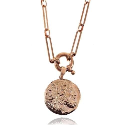 Special Design Double-Sided Sailor Lock 925 K Silver Greek Benefit Necklace