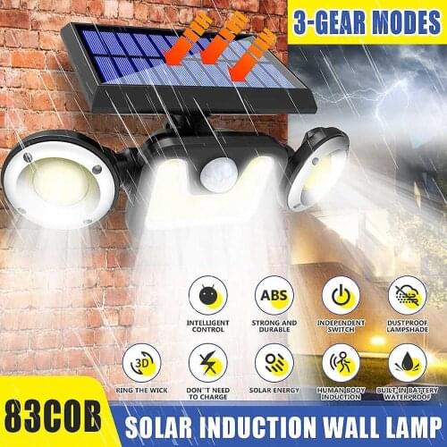 Solar Light Adjustable Head IP65 Waterproof Solar Lamp Solar Motion Sensor Light Wide Angle Illumination Garage Garden Street