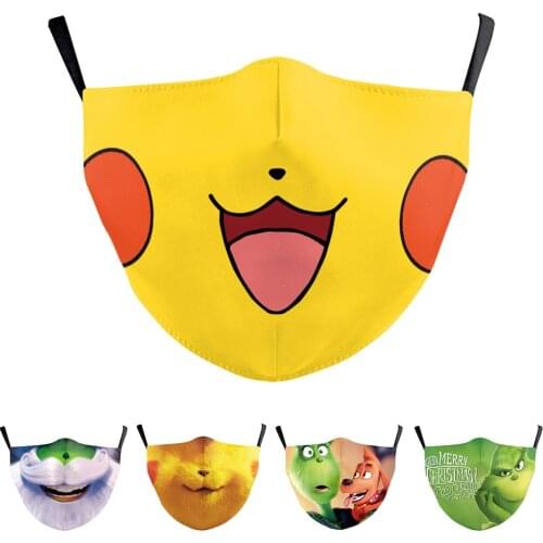 Creative Anime Green Fur Monster The-Grinch Mouth Masks Halloween Cospaly Womens Face-Protection Breathable Adult Party Mask