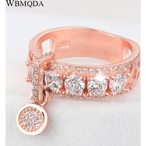 Wbmqda Luxury Zircon Engagement Ring Vintage Rose Gold Filled Wedding Rings For Women Fashion Jewelry 2019 New Arrival