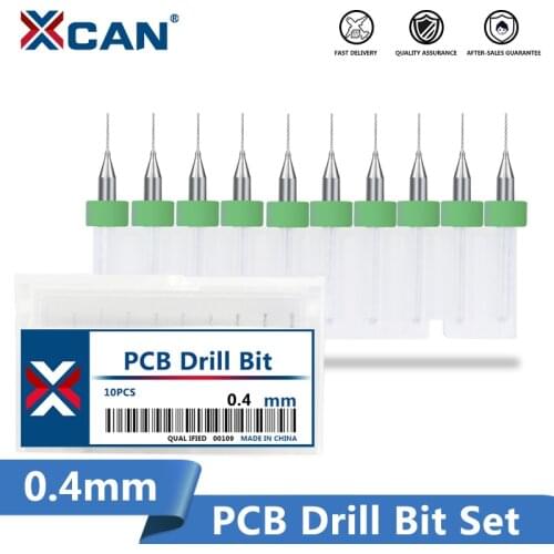 XCAN 10pcs 3.175mm(1/8'') Shank Micro PCB Drill Bits for Drill Print Circuit Board Carbide Gun Drill Bit 0.4mm
