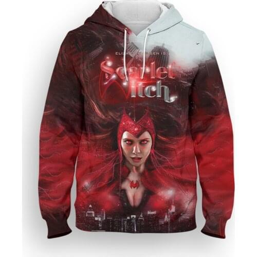 2021 Spring Autumn Sweatshirt Male Marvel Scarlet Witch 3D Print Women Hoodies Long Sleeve Harajuku Boy Girl Kids Clothing