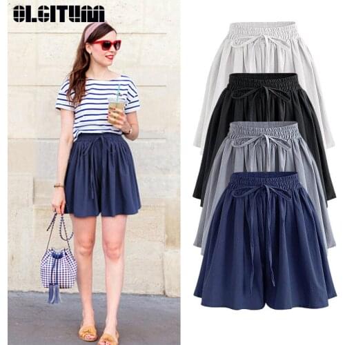 Women Casual Chiffon Shorts for Summer 2020 High Waist Loose Elastic Waist Chiffon Shorts 6 Colors Female Slacks Plus Size