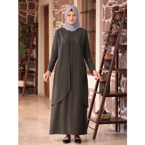 Women Evening Dress Muslim Clothing New Season Abaya Chiffon Fabric Quality Applique Embroidered Design Pattern Made in Turkey