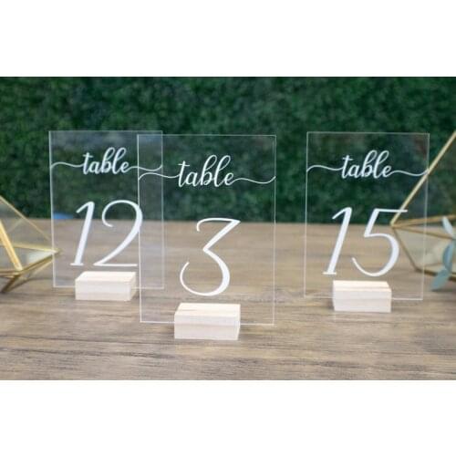 Acrylic Table Numbers with Wooden Base. Wedding Table Numbers. Event Table Numbers. Perspex Table Numbe