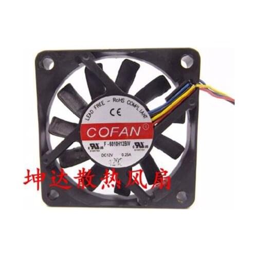 COFAN F-6010H12BIV DC 12V 0.26A 60x60x10mm 4-Wire Server Cooling Cooling Fan