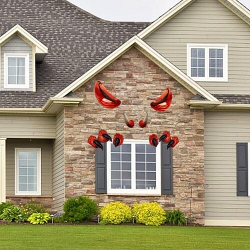 Festival Party Halloween Decoration Door Wall Stickers Grimace Big Eyes Fangs Garage Holiday Monster PVC Decor