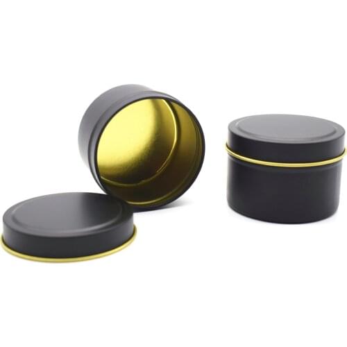 Cheap 12 Pcs 4oz Round Black Metal Candle Tins Can Round Aluminium Candle Jars Empty Containers Wholesale