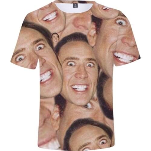Men Clothing 3D Print Funny Actor Nicolas Cage Mens T-shirt Full Many Faces Printed T Shirt Women Casual Summer Short Sleeve