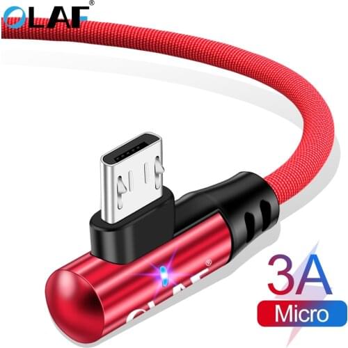OLAF 3A Micro USB Cable 90 Degree Fast Charging Microusb Charger Cable For Samsung S7 Xiaomi Redmi Note 5 Pro Huawei LG Android