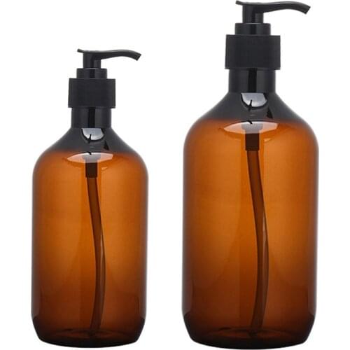 Brown Plastic Refillable Shampoo Bottles Empty Soap Dispenser Jars For Shampoo Pressed Bottle Shower Gel Lotion Containers #L3