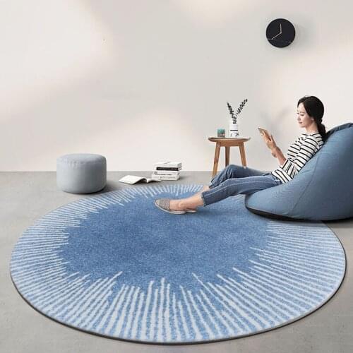 Post modern yellow color round shaped geometric living room rug, big size Nordic style home decoration weaved bedside carpet