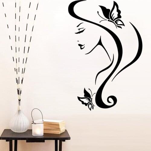 Pretty Sexy Girl Wall Stickers Modern Beauty Salon Decoration Removable Vinyl Mural Wallpaper For Bedroom Decor