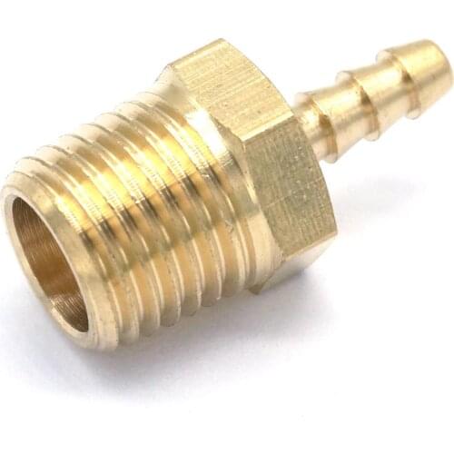 1/4" NPT Male x 4mm Hose Barbed Tail Brass Fuel Fitting Connector Adapter