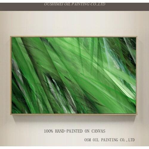 Master Level Artist Hand-painted Top Quality Abstract Green Art Oil Painting on Canvas Fresh Colors Grass Green Oil Painting