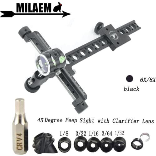 Archery TP8510 Compound Bow Sight Single Needle Pin 0.059" 45Degree Peep Sight Visor 6x/8X Clarifier Lens Hunting Accessories