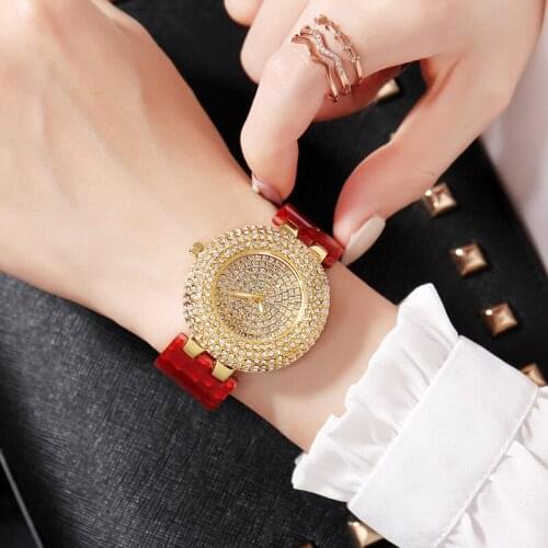New Fashion Watch Women Luxury Brand Bracelet Watch Charming Golden Dress Wrist Watch Quartz Women Watches With Rhinestone