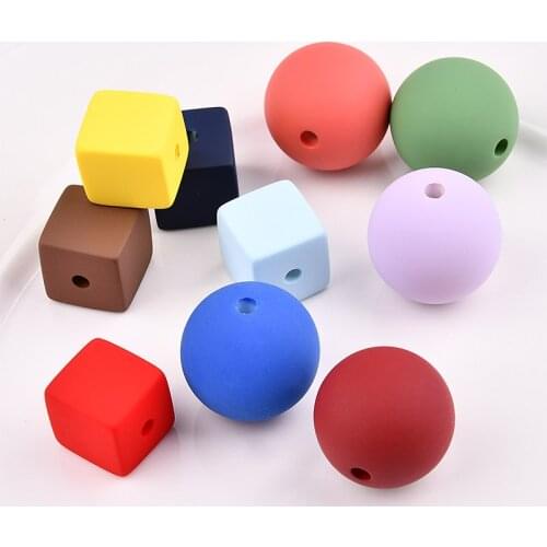 New style 30pcs/lot Color Rubber paint geometry 3D square/rounds fashion beads diy jewelry necklace/bracelet pendant accessory