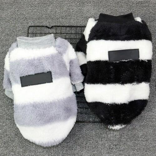 Pet Dog Clothes for Small Cats Dogs Teddy Chihuahua Sweater Puppy Two-legged Black White Stripe Clothes Winter Costume Clothing