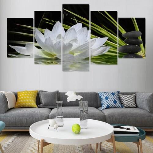 High Definition Printed 5 Pieces :Mexican And South American Scallion Lotus,Black Stone Poster Canvas Art Draw Hall Bedroom Deco