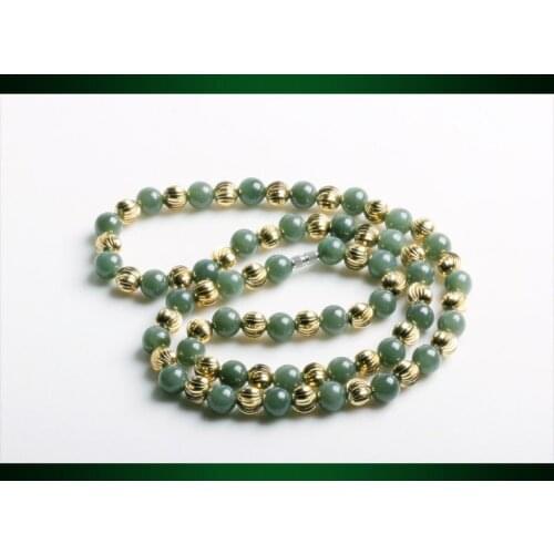 Genuine Natural Hetian jade bead necklace bead necklace lanyards containing alloys Certificates