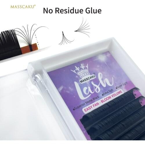 MASSCAKU Factory Price Easy Fan Eyelash Blooming Russian Volume Lash 1s Blooming Fast Fanning Lash Extension for Mackup Beauty