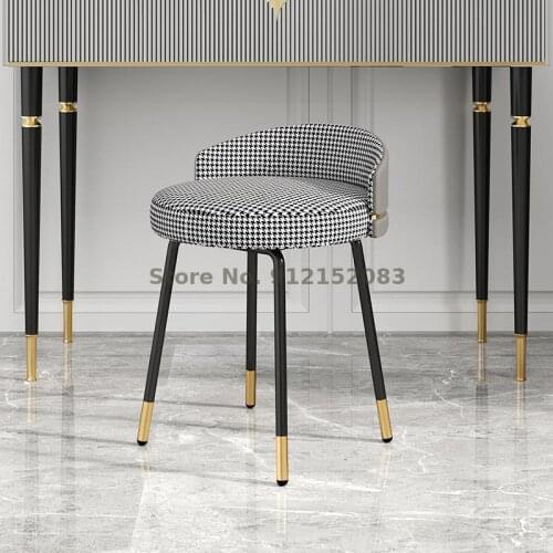 Light luxury dressing stool home bedroom modern minimalist dressing table chair ins net red houndstooth small makeup stool