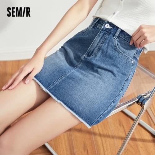 SEMIR Skirts Women Raw Edge Fashion Summer 2021 New Style Retro Skirts Temperament Fashion Sexy Washed Girls Denim Skirts