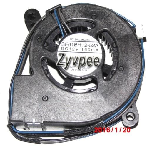SF61BH12-52A 12V 160mA 3 Wires 3 Pins Blower cpu fan for XT2100 projector server TV