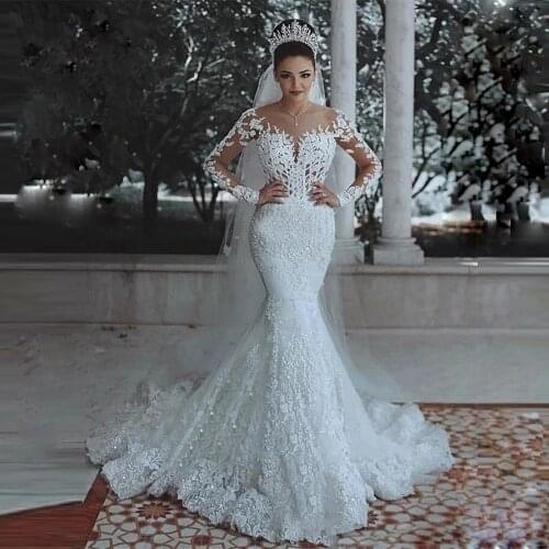 Wuzhiyi Mermaid wedding dress 2019 Customise vestido de noiva Cap Sleeves zipper back marriage dress Appliques robe de mariee