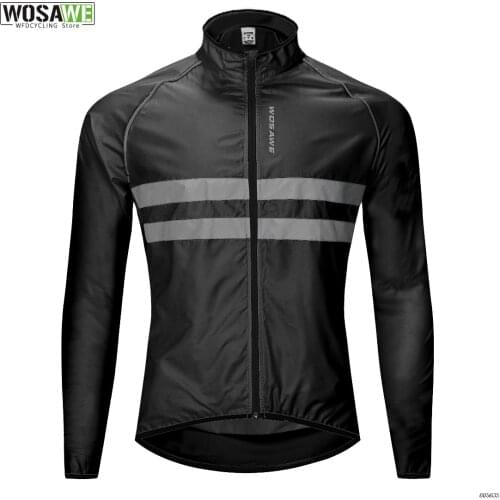 WOSAWE Reflective Cycling Jacket High Visibility MultiFunction Jersey Road MTB Bicycle Windproof Quick Dry Rain Coat Windbreaker