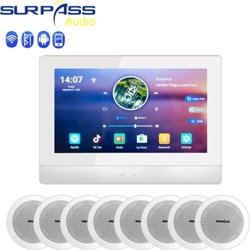 Smart Touch Screen In Wall Amplifier Bluetooth WiFi Android System HiFi Ceiling Speaker Stereo Sound Home Theater Fm Audio Kit