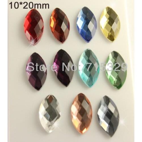 Vintage 25pc glass 10x20mm Foiled Flatback CRYSTAL rhinestones Navettes Cab U-pick color