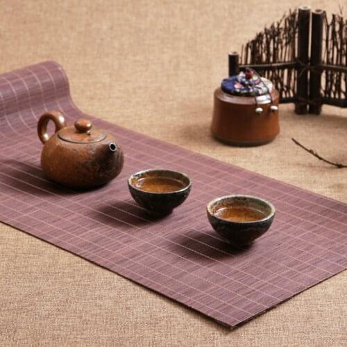 Japanese Table tea Bamboo Mat Tea Gongfu Tableware Pad Kitchen Chinese Tea Table Solid Placemat Tea Curtain Teahouse