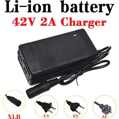 36V 2A Lithium battery pack Charger 42V2A 18650 ebike Scooter li-ion battery Charger with 3-Pin XLR Socket connector EU/US/AU/UK