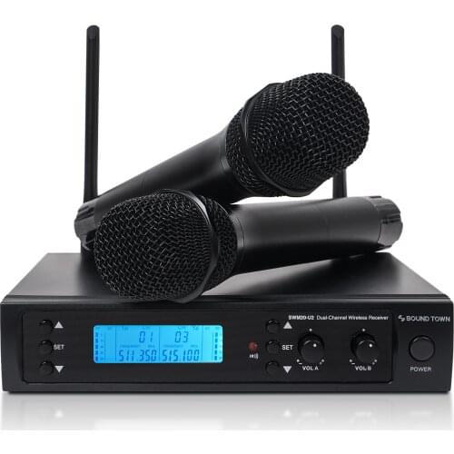 Sound Town 200-Channel Professional UHF Wireless Microphone System for Church Business Meeting Wedding and Karaoke(SWM20-U2HHV2)