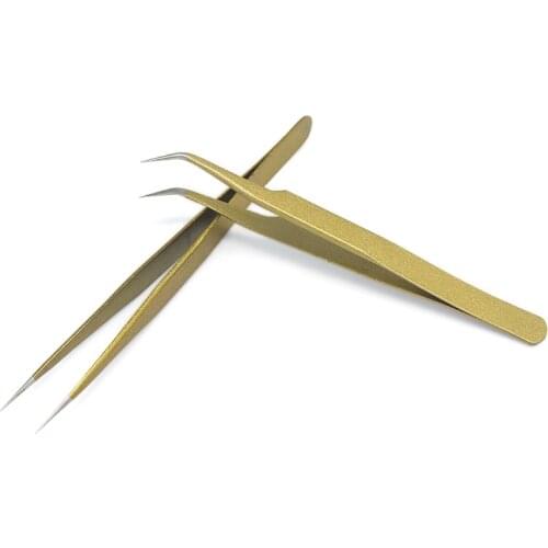 1pcs New Stainless Steel Industrial Anti-static False Eyelash Curved Straight Tweezers Makeup Tools Excellent Quality Free