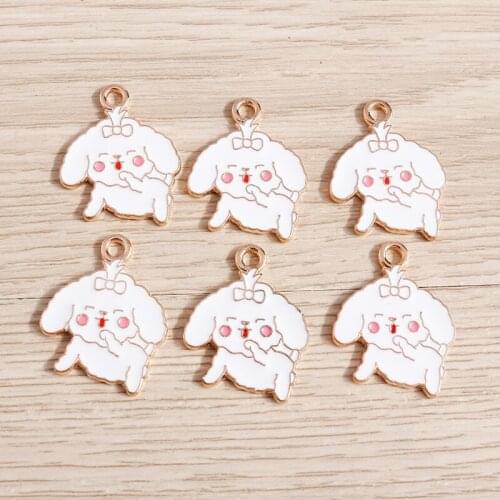 10pcs 19*23mm Cartoon Enamel Puppy Charms for Jewelry Making Animal Dog Charms Pendant Necklaces Earrings DIY Handmade Accessory