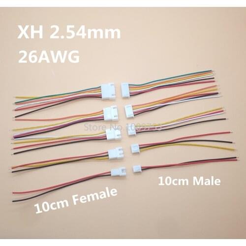 10pcs XH2.54 Female Male 2/3/4/5/6 Pin Pitch Wire Cable Connector 2.54mm XH Plug Male & Female Battery Charging Cable 26AWG