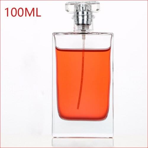 100ml Top grade transparent perfume bottle flat square spray glass empty Refillable Bottle Parfum Cosmetic Vial 100Pieces/Lot