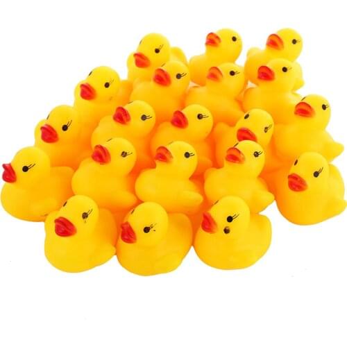 100pcs/set Squeaky Rubber Duck Duckie Bath Toys Baby Shower Water Toys for baby Children Birthday Favors Gift free shipping