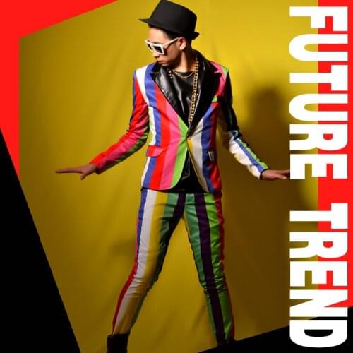 2020 New Mens Clothing Fashion Slim Dj Colorful Stripe Suit Men Plus Size Slim Formal Dress Singer Costumes S-5xl